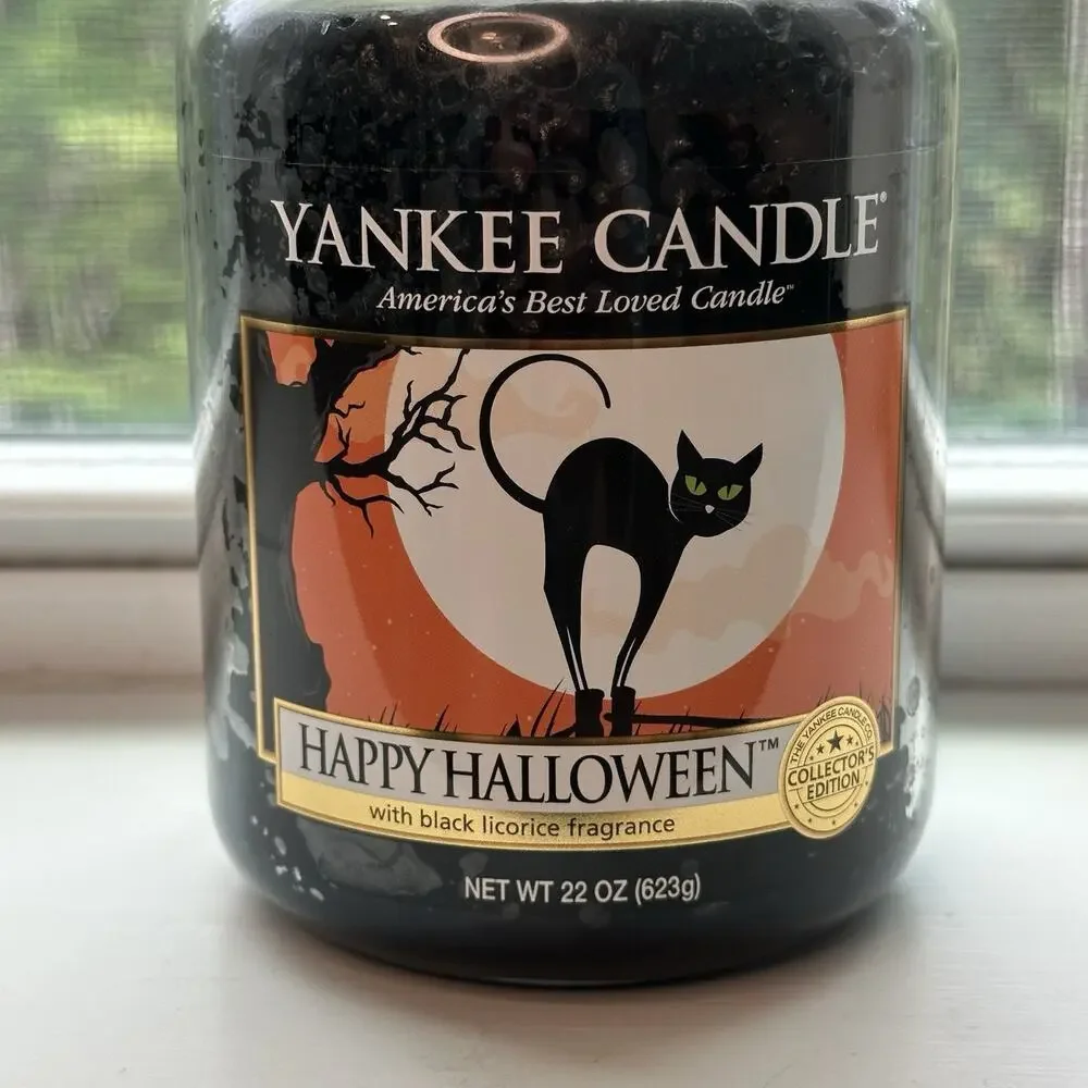 Yankee Candle Happy Halloween Cat 22oz Black Licorice Collectors Edition Retired